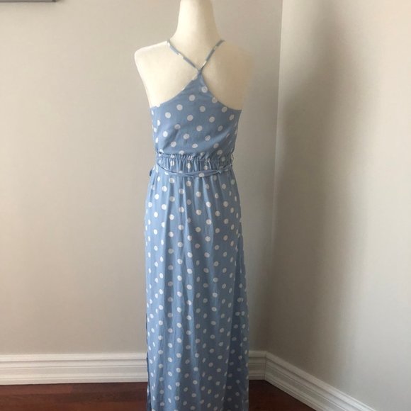 Ann Taylor Blue Polka Dot Maxi Dress - Picture 5 of 8